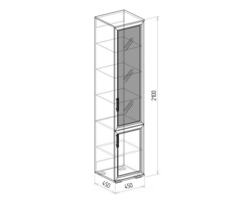 Пенал стекло 450 № 12 КОРВЕТ ЛЮКС (Бодега)